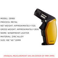 JOBON ZB983 Allume-cigare moderne gonflable à jet coupe-vent avec pistolet pulvérisateur de carburant au butane pour le soudage des cigares Cuisine Cuisson