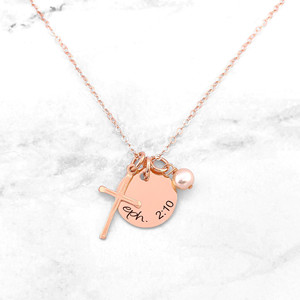 Collana croce con versetto bibbia personalizzato - Product Image 1
