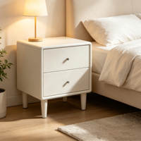 Table de chevet intelligente moderne en bois massif avec chargeur sans fil, lumière LED et rangement pour chambre principale