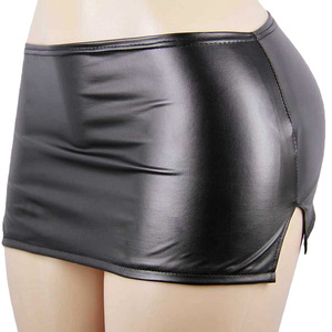 Jupe courte <span class=keywords><strong>en</strong></span> <span class=keywords><strong>cuir</strong></span> verni à fente haute élasticité <span class=keywords><strong>en</strong></span> polyester pour femme, lingerie sexy - Product Image 5
