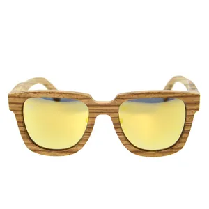 Mode fabrik Direkt verkauf die Hälfte des Metallrahmens exquisite Zebra Holz Gold Linse Sonnenbrille Unisex