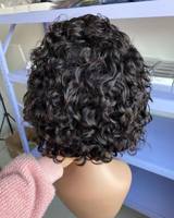 Perruque brésilienne courte bouclée coupe pixie, avec dentelle frontale, perruque brésilienne à boucles pixie, perruque T-part pixie, vente chaude