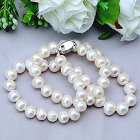 Colliers de perles d'eau douce blanches de qualité AAA naturelle 9-10 mm en argent sterling 925 pour la décoration de montres