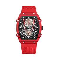 Montre à quartz HANBORO pour homme, bracelet en nylon, boîtier tonneau, cadran ajouré, lunette en cristal, style sport urbain 923-2
