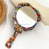 2022 nouveau Portable petit maquillage miroir or poignée géométrique or acétate plaque poche manchette Bracelets Bracelets miroir mode