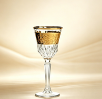 Verres à vin à pied gravés avec bordure dorée vintage, en cristal taillé diamant, vaisselle de luxe pour vin rouge, champagne et dîner