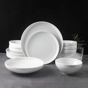 Vaisselle pour 6 personnes, grande assiette, deux bols, en céramique blanche, service de table en porcelaine, prêt à être expédié, 2023