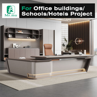 Bureau de direction moderne en forme de L avec fonctions convertibles et extensibles pour bureau de PDG, mobilier de bureau moderne de luxe