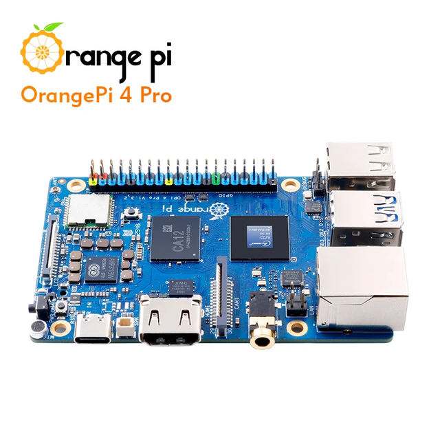 Orange Pi 4 Pro 4GB LPDDR5 Development Board Allwinner A733 Chip 3Tops NPU Wi-Fi6/BT5.4 M.2 M-Key Slot Single Board Computer