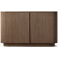 Buffet moderne en chêne massif à cannelures, style Mulholland, 2 portes, meuble de salle à manger de luxe