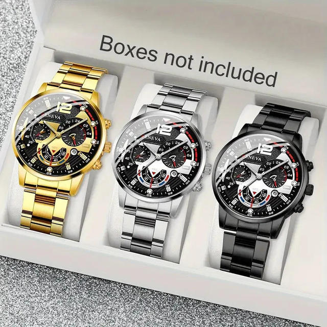 NYY Popular Hot Sale Multi-Color Men's Watch with Luminous Pointer Large Numbers Calendar Steel Band Analog Display