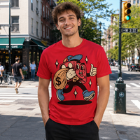 JNEI Retro Lucky Mascot Grafische T-shirt Unisex Snel Droogende Ademend Casual Top voor Streetwear en Dagelijks Gebruik