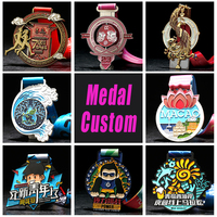 Gravure laser imprimée UV personnalisée Logo 3D Médailles en métal pour cyclisme amusant Médailles en or pour vélo de course souvenir et défi