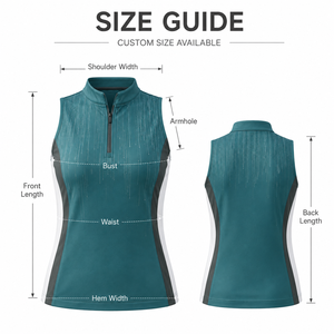 Top Sportivo Senza Maniche Personalizzato per Donne, Asciugatura Rapida, Collo Alto con Zip, Gilet Atletico Bicolore per Golf, Tennis <span class=keywords><strong>e</strong></span> Allenamento - Product Image 5