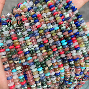 Đầy Màu sắc bàn tính hạt đá tự nhiên Loose Tiger Eye jasper Agate pha lê rondelle Spacer hạt đối với trang sức làm - Product Image 5