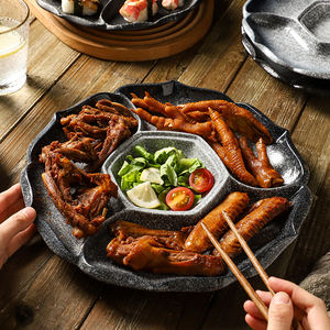 <span class=keywords><strong>Assiette</strong></span> ronde japonaise en céramique blanche, 5 compartiments, plateau de service pour snacks, fruits, amuse-gueule, fromage - Product Image 6