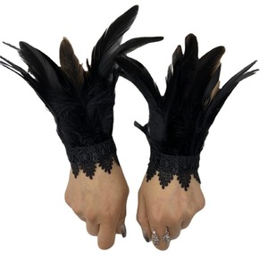 Puños de manga de plumas, guantes para fiesta, Cosplay, puños de muñeca de encaje, manga de piel, accesorios peludos, disfraz de espectáculo de escenario de Carnaval - Product Image 1