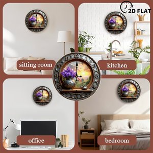 <b>Round</b> Wooden Wall Clock 25Cm Modern Farmhouse Silent Non Ticking Home Decor Clock - Product Image 3