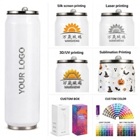 Venta al por mayor de vasos personalizados de 12, 16 y 20 oz para sublimación, de acero inoxidable 304, con aislamiento al vacío, tipo lata de refresco, con tapa y pajita, para fiestas.