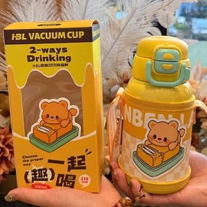 Animal Pattern Cartoon Double Drink Children's Stainless Steel Insulated Portable <b>Thermos</b> <b>Cup</b> Water Bottle With Straw and Strap - Product Image 4