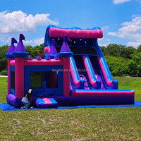 Combo château gonflable et toboggan aquatique sec/humide, château gonflable d'extérieur en PVC