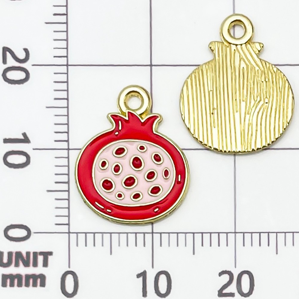 Une grenade rouge dégoulinante d'huile (17*14*1mm) - 0,8g - 24399