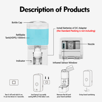 Distributeur automatique de savon pour shampooing intelligent à capteur mural de grande taille 1000 ml, nouveau matériau ABS pour les hôtels