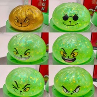 Jouet Squishy Grinch de Noël en TPR avec paillettes, jouet anti-stress, jouet sensoriel pour enfants, boîte mystère surprise pour fête de Noël, jouets promotionnels