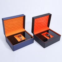 Boîte à montre en cuir PU de luxe avec logo personnalisé, boîte à montre avec coussin, boîte de rangement pour cadeau de montre, emballage, caja de relojes