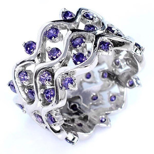 Anello con linea ondulata viola per donna, elegante e romantico gioiello da dito - Product Image 2