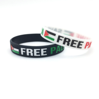 Bracelet en silicone personnalisé imperméable avec drapeau de la Palestine en relief, vente chaude