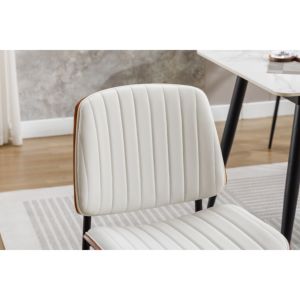 DB Dining <b>Chairs</b> Set 2 Mid Century Modern Retro Faux Leather Bentwood <b>Upholstered</b> Seat with Adjustable Metal Legs and Backrest - Product Image 5