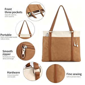 Women's Work <b>Bag</b> with Laptop Compartment <b>Zipper</b> Pockets Teacher <b>Tote</b> <b>Bag</b> - Product Image 4