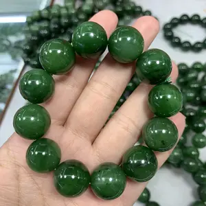 Vintage Men style Jade Bracelet Jewelry China Factory Wholesale Price 18mm Natural Hetian Jasper Beads Bracelet