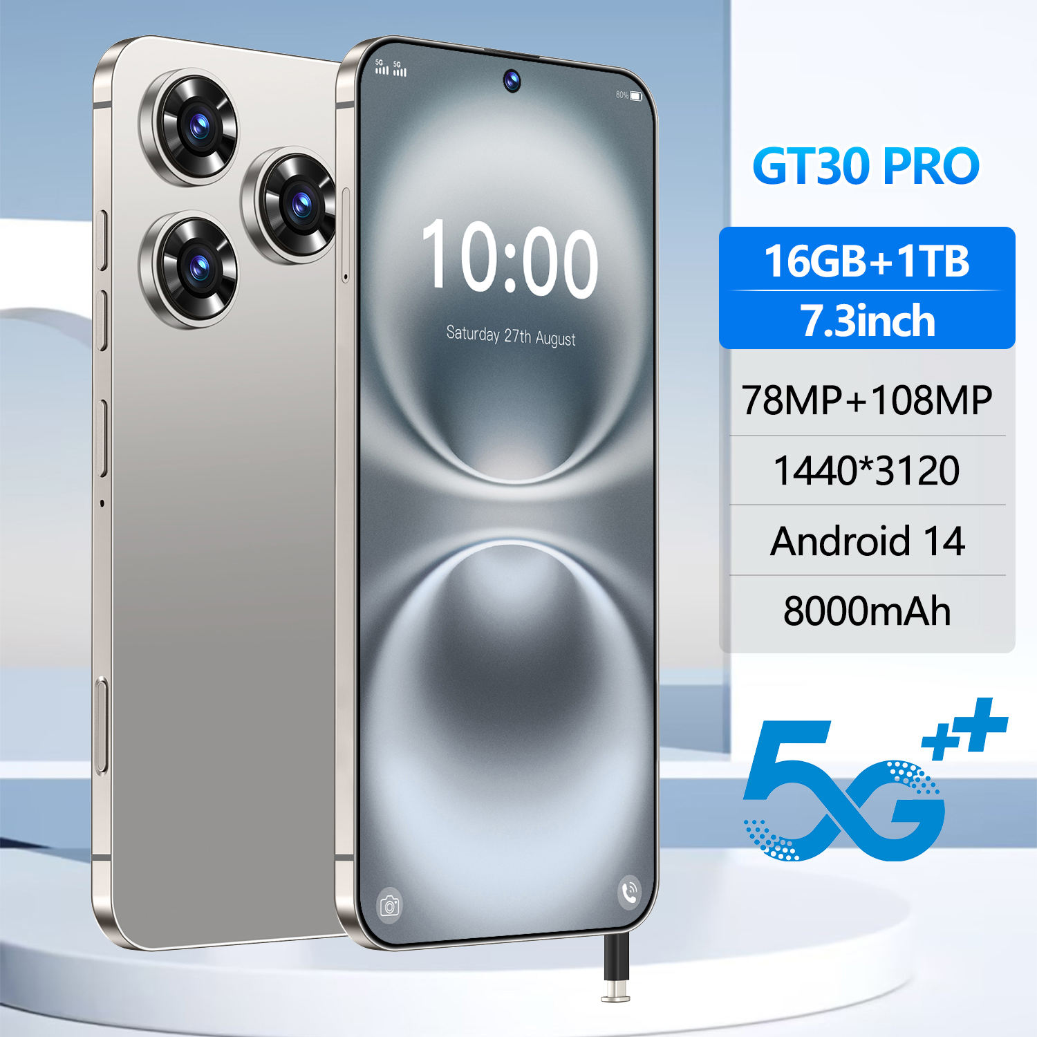 New 7800mAh GT30 Pro Unlocked Smart Phone for Gaming Octa Core CPU