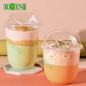 Bán buôn PP ly nước trái cây cup 16oz 24 oz in logo nhựa dùng một lần với mái vòm Nắp BOBA bong bóng trà cup