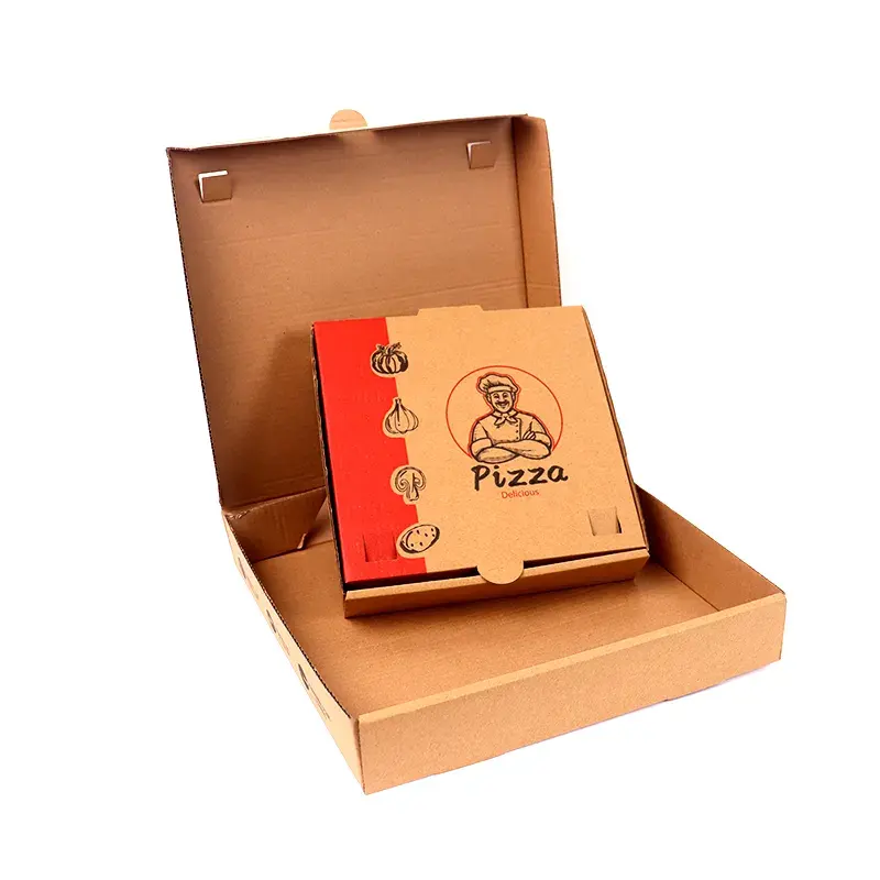 Yeni ürün tavsiyesi geri dönüşümlü üçgen şekli Kraft tam renkli oluklu kağıt Pizza kutusu