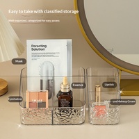 Organisateur de bureau de luxe léger en PET transparent à motif ondulé effet glace, idéal pour le rangement des cosmétiques sur coiffeuse