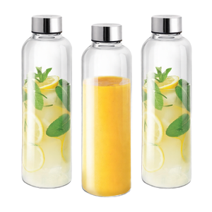 Bouteille d'eau en verre de qualité supérieure avec couvercle en bambou naturel, verre borosilicate de haute qualité, 500 ml, 750 ml, manchon en silicone pour la tequila - Product Image 1