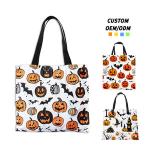 Bolsas de Mano de Lona de Algodón Plegables con Logotipo Personalizable Reutilizables de Moda para Halloween - Product Image 3