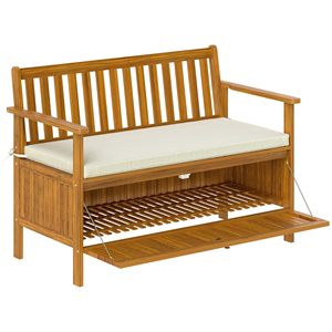 Acacia Outdoor <strong>Bench</strong> <strong>with</strong> <strong>Storage</strong> Box,28 Gallon Outdoor <strong>Storage</strong> <strong>Bench</strong>,Acacia <strong>Wood</strong> <strong>Garden</strong> Seat <strong>with</strong> Cushion for Park - Product Image 1