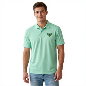 Polo Personalizado Verde Menta para Hombre, Polo de Golf Bordado, Uniforme Transpirable de Manga Corta, Ropa de Trabajo Informal de Negocios - Product Image 1