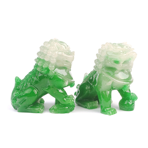 Paio di Giada <span class=keywords><strong>Statua</strong></span> In Piedi Classico Cinese Fengshui Fu Dog - Product Image 3