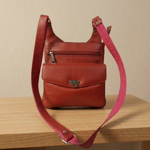 American Style Genuine Leather Durable Zipper 2L Waterproof Lightweight Foldable Girls Casual Clutch <b>Shoulder</b>/Cross-Body <b>Strap</b> - Product Image 1