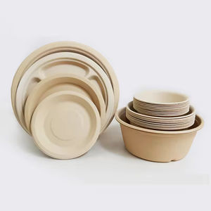 Assiettes jetables en fibre de bambou biodégradables, écologiques, résistantes à la graisse et compatibles micro-ondes, personnalisables, de 5, 6, 7, 8, 9 et 10 pouces, pour mariage - Product Image 1