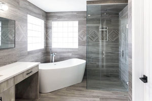 Meuble-lavabo de salle de bain haut de gamme CANA, contemporain, en mélamine grise, modulaire, avec comptoir et miroir, vente en gros - Product Image 6