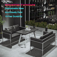 Ensemble table et chaises de bar de luxe personnalisé, style industriel, pour café, restaurant, loisirs, en métal, avec siège de canapé pour usage extérieur