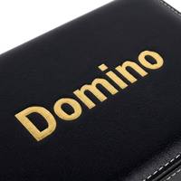 Jeu de dominos double six avec logo personnalisé, tuiles de dominos blancs ivoire avec étui en cuir PU, jeu de dominos en gros pour cadeau de club