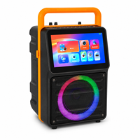 Sistema de Altavoces Karaoke para Cine en Casa con Woofer de 8 Pulgadas, Pantalla de 10.6 Pulgadas, Carrito Portátil, Iluminación LED RGB Android, Uso con Computadora y WiFi