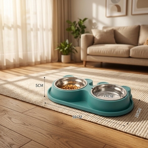 Ciotole Doppie Antiscivolo in Acciaio Inox per <span class=keywords><strong>Animali</strong></span> <span class=keywords><strong>Domestici</strong></span>, Resistenti Contenitori per Cibo e Acqua per Cani, per l'Alimentazione Quotidiana - Product Image 5